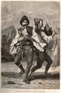 Musicisti morlacchi (o montenegrini) del distretto di Zara, incisione per illustrare una storia sulla Dalmazia da Theodore Valerio