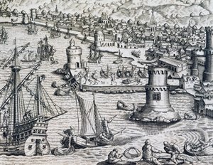 Arrivo di Girolamo Benzoni nel porto di La Palma da Theodore de Bry