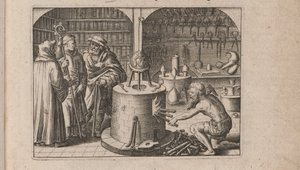 Illustrazione per Tripvs avrevs, hoc est, Tres tractatvs chymici selectissimi.., 1618 da Theodore de Bry