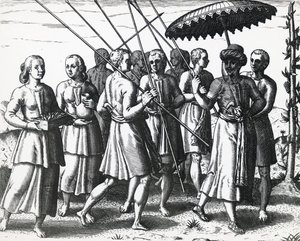 Abitanti di Sumatra, incisione di Theodor de Bry da Theodore de Bry