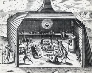 Interno della casa invernale di William Barents nell