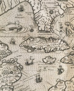 Isola di Cuba, Florida e Golfo del Messico, incisione da "Storia dei grandi viaggi americani"