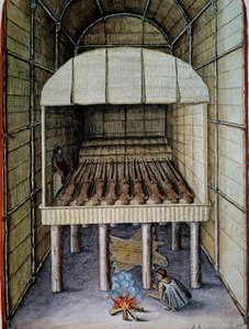 Vita dei nativi, sepoltura dei morti, inciso da Theodor de Bry (1528-1598), da Admiranda Narratio, trust tamen, commodis et de incolarvm ritibvs Virginia, di Thomas Harriot (1560-1621), Nord America da Theodore de Bry