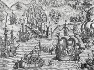 Battaglia navale, incisione da American History