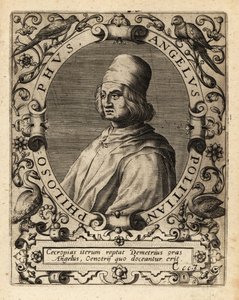 Poliziano, studioso classico italiano da Theodore de Bry