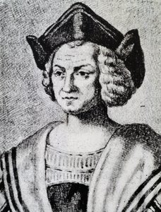 Ritratto di Cristoforo Colombo, incisione di Theodor de Bry da Theodore de Bry