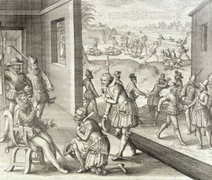 La cattura spagnola di Fort Caroline, 1565, da 
