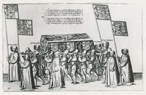 Il corteo funebre di Sir Philip Sidney verso la Cattedrale di San Paolo, 1587 da Theodore de Bry