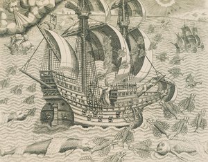 Pesce alato dai mari delle Indie, illustrazione da Storia Americana di Theodore de Bry da Theodore de Bry