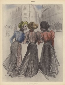 Tre donne che camminano per strada da Theophile Alexandre (after) Steinlen