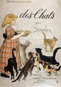 Ragazza che porta una ciotola di latte ai gatti - copertina "Gatti" di Steinlen, XIX secolo da Théophile Alexandre Steinlen
