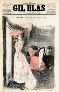 Madame Loisel si guarda allo specchio mentre suo marito le toglie le scarpe