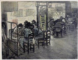 Sulla terrazza del caffè (sulla vetrina è scritto 