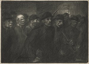 Operai che escono dalla fabbrica da Théophile Alexandre Steinlen