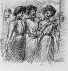 Tre ragazze da Théophile Alexandre Steinlen