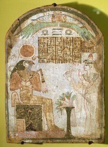Stele che raffigura Tachenes che prega davanti al dio Re-Horakhty, 900 a.C.