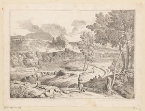 Paesaggio arcadico con figure lungo un sentiero vicino a un ruscello Suite de Paysages da Théodore