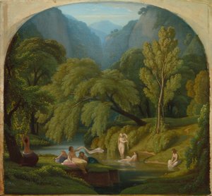 I bagnanti, ricordo delle rive del fiume Anio a Tivoli da Théodore Caruelle d
