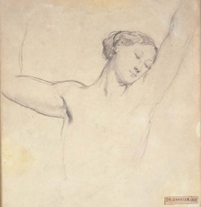 Modello femminile, mezza figura con braccia alzate da Théodore Chassériau