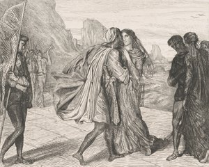 O mio bel guerriero!: tavola 5 da Otello Atto 2, Scena 1, inciso 1844, ristampato 1900 da Théodore Chassériau