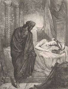 Eppure deve morire: tavola 11 da Otello Atto 5, Scena 2, inciso 1844, ristampato 1900 da Théodore Chassériau