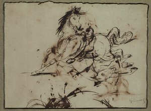 Attribuito a Théodore Géricault - Cavallo spaventato, tra la fine del XVIII e l