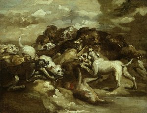 Tedesco: Cani che combattono contro gli orsi da Theodore Gericault