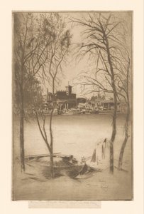 Veduta di un fiume con porto e industria da Théodore Roussel (signed by artist)