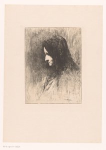 Busto di una vecchia con fazzoletto, vista di lato da Théodule Augustin Ribot