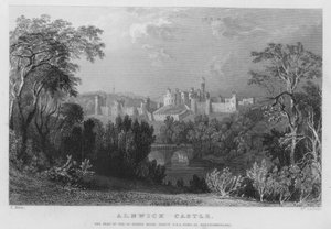 Castello di Alnwick, la residenza di Hugh Percy, Duca di Northumberland da Thomas (after) Allom