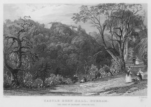Castello di Eden Hall, Durham, la residenza di Rowland Burdon da Thomas (after) Allom