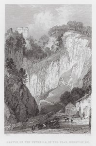 Castello dei Peveril, nel Peak, Derbyshire (incisione) da Thomas (after) Allom