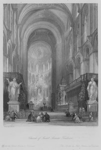 Chiesa di Saint Sernin, Tolosa (incisione) da Thomas (after) Allom