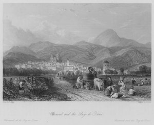 Clermont e il Puy-de-Dome (incisione) da Thomas (after) Allom