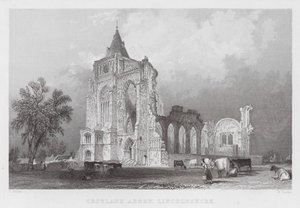 Abbazia di Croyland, Lincolnshire (incisione) da Thomas (after) Allom
