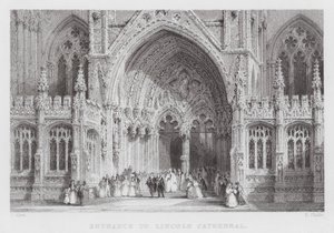 Ingresso alla cattedrale di Lincoln (incisione) da Thomas (after) Allom