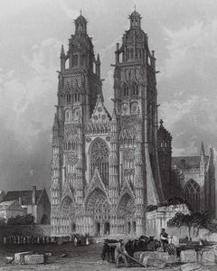 Esterno della Cattedrale di San Gatien, Tours (incisione) da Thomas (after) Allom