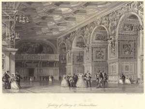 Galleria di Enrico II Fontainebleau da Thomas (after) Allom