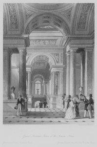 Grande Scalinata, Palazzo del Louvre, Parigi (incisione) da Thomas (after) Allom