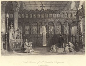 Chiesa greca di San Teodoro, Pergamo, Asia Minore (incisione) da Thomas (after) Allom