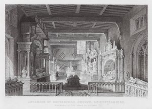 Interno della Chiesa di Bottesford, Leicestershire, Monumenti ai Conti di Rutland (incisione)