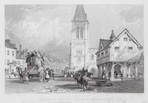 Market Harborough, Leicestershire (incisione) da Thomas (after) Allom