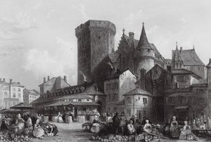 Piazza del mercato, Angouleme da Thomas (after) Allom