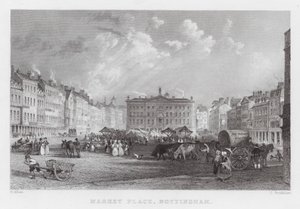 Piazza del Mercato, Nottingham da Thomas (after) Allom