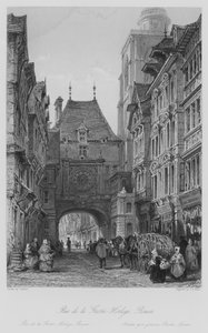 Rue de la Grosse-Horloge, Rouen (incisione) da Thomas (after) Allom