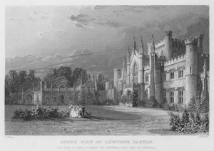 Vista Sud del Castello di Lowther, la residenza di William Lowther, Conte di Lonsdale (incisione)