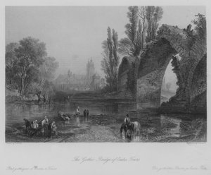 Il Ponte Gotico di Eudes, Tours (incisione)