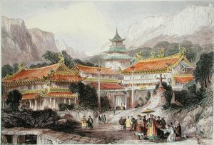 Il Grande Tempio a Poo-Too, Isole Chusan, c.1850 da Thomas (after) Allom