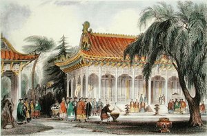 La Sala delle Udienze al Palazzo di Yuen-ming-Yuan, Pechino, c.1850 da Thomas (after) Allom