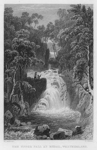 La Cascata Superiore a Rydal, Westmorland (incisione) da Thomas (after) Allom